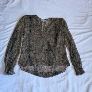 Great Condition Veronica M Leopard Animal Print Sheer Blouse Mob Wife Size Med